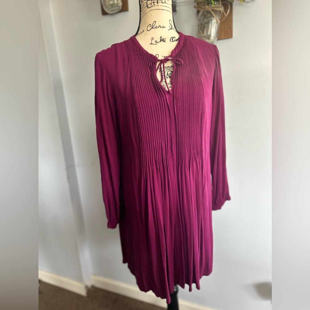 Old navy tunic midi dress pleated‎ fully lined casual office professional flowy